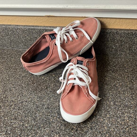Sperry Top Sider Womens Salmon Comfort Casual Sneaker Size 9 Lace Up Canvas Shoe - Picture 1 of 10